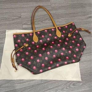Cherry monogram brown neverfull tote bag